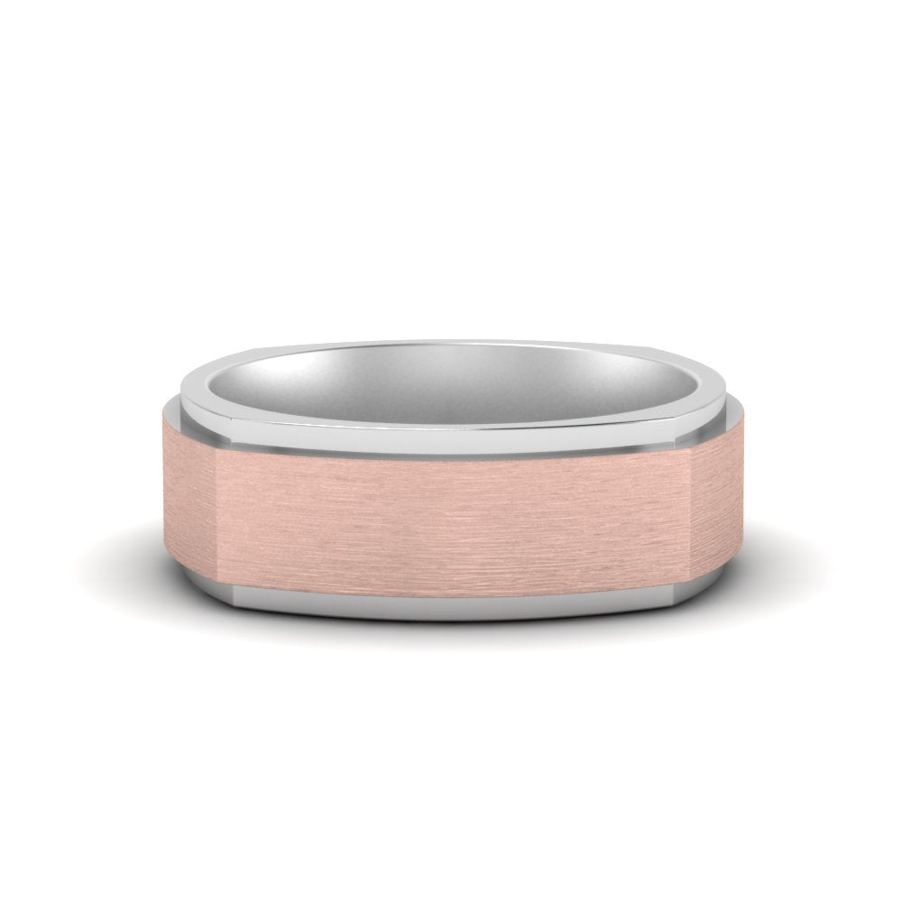 Two Tone Brushed Mens Wedding Ring