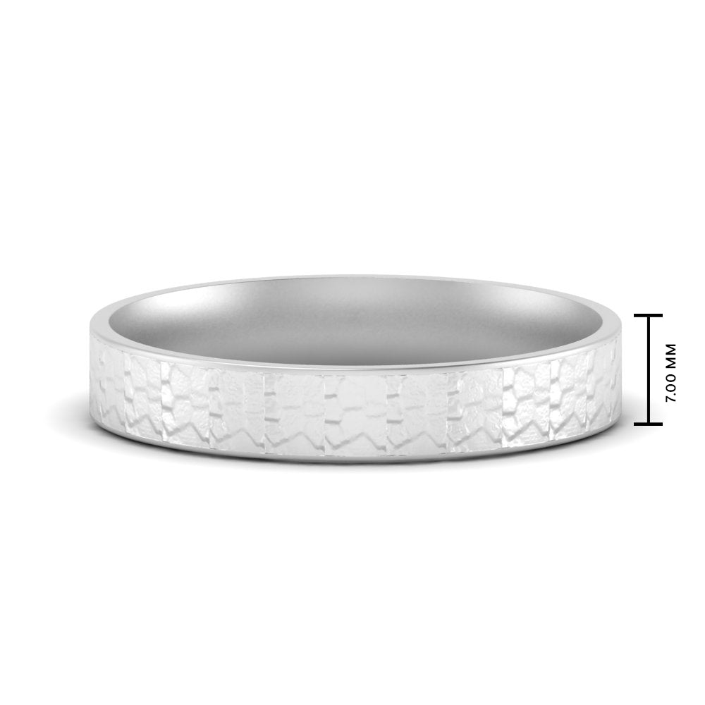 Unique Rock Textured Mens Wedding Band 5 mm