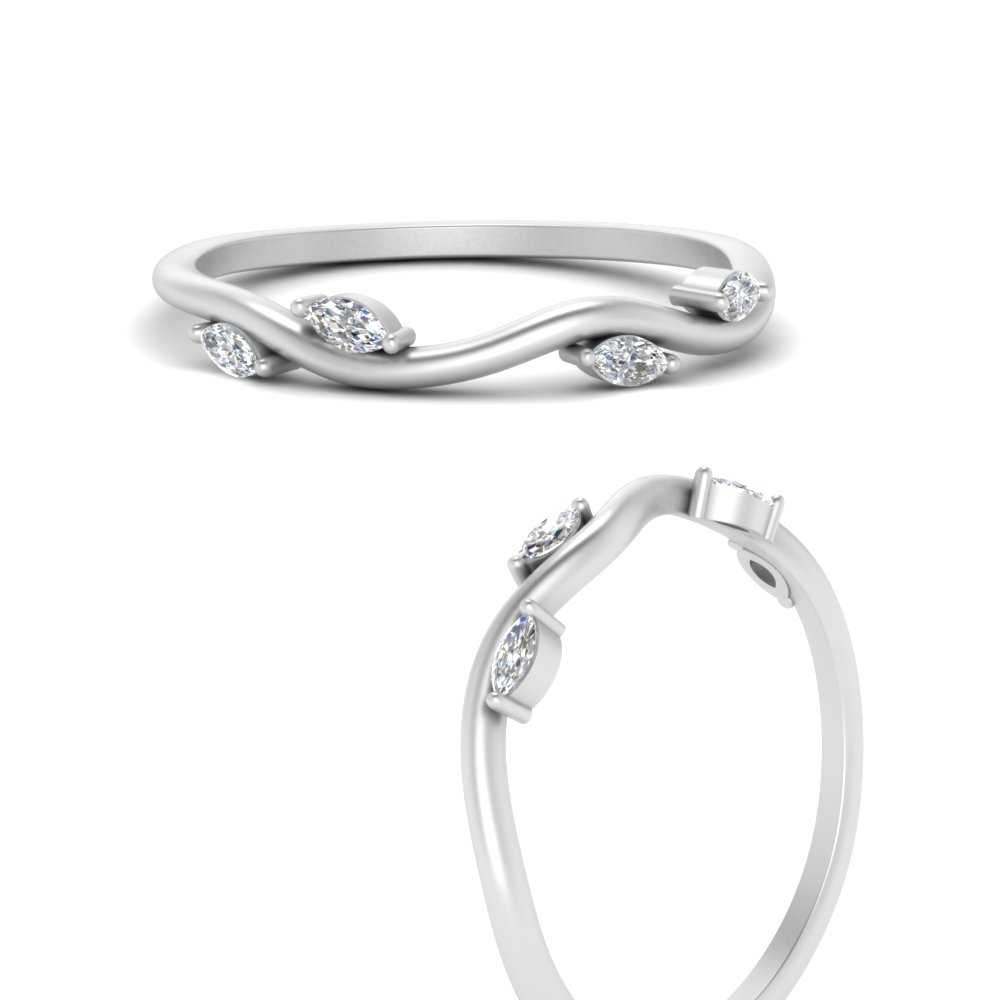 Vine Marquise Simple Wedding Band
