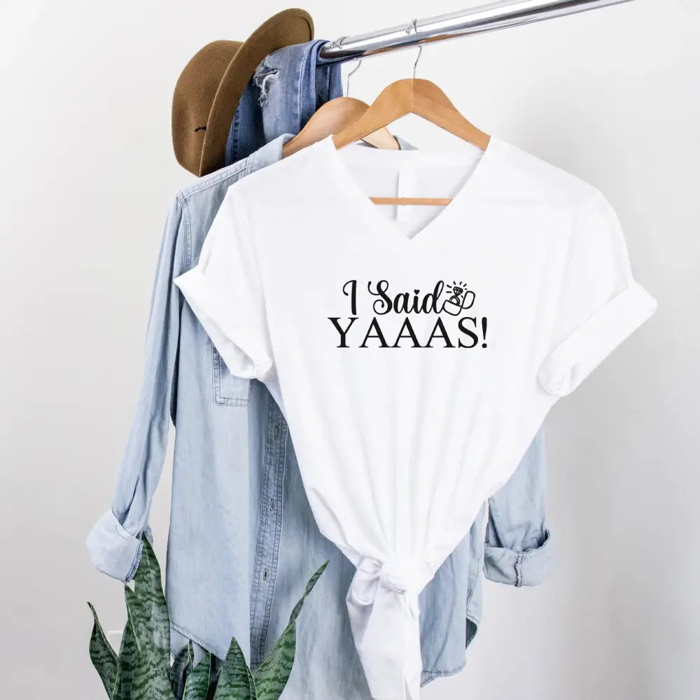 💍 I Said YAAAS Bachelorette Crew Party 🍾 Matching V-Neck T-Shirts